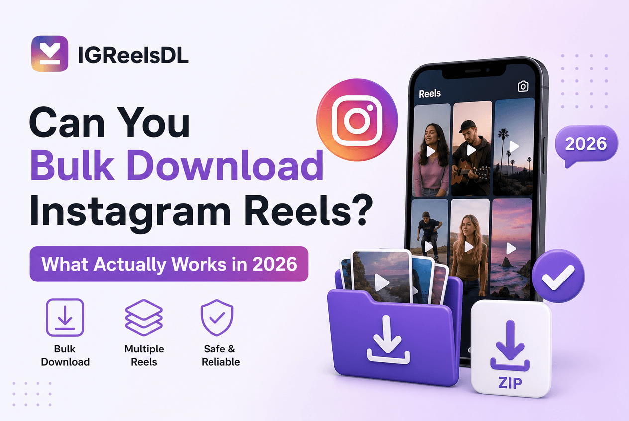 Multiple Instagram Reel thumbnails queued for download